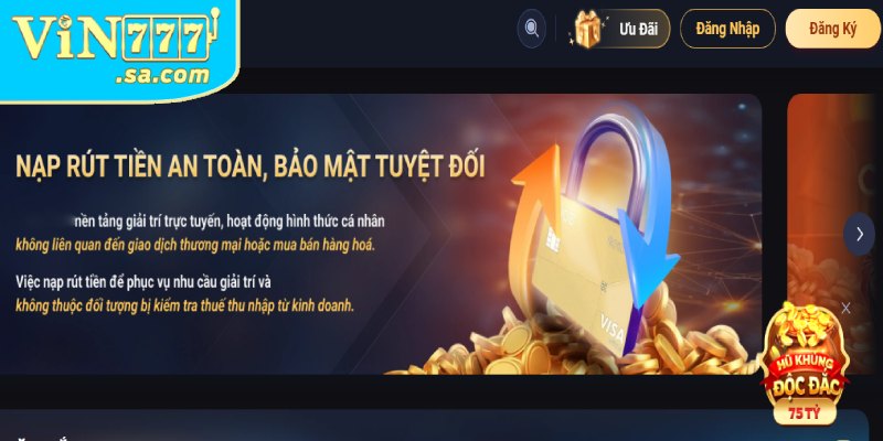 Giao diện nút “Đăng Ký” trên trang chủ VIN777