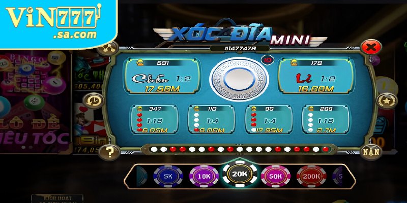 Trò chơi xóc đĩa có giao diện đặt cược trực quan, linh hoạt mức cược